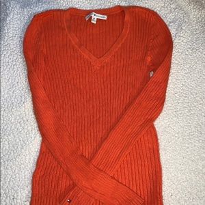 VINTAGE Tommy Hilfiger Orange Sweater with V Neck